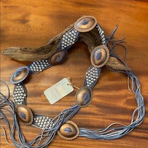 Handmade leather and copper concho belt